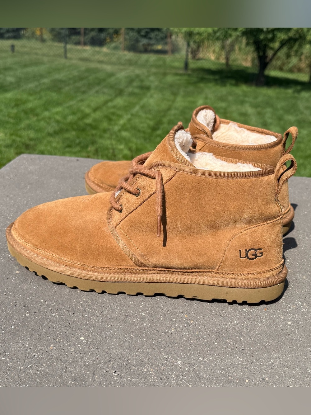 UGG Neumel Chestnut Suede Shearling-Lined Chukka Boots